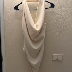 Zara Draped Cream Halter Bodysuit